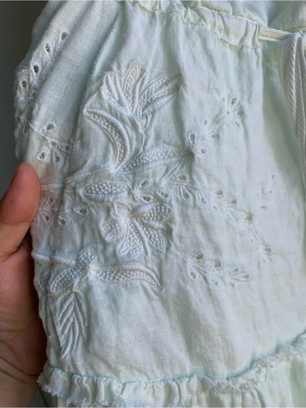 Anthropologie Pale Mint Green Eyelet Maxi Dress - Picture 7 of 16
